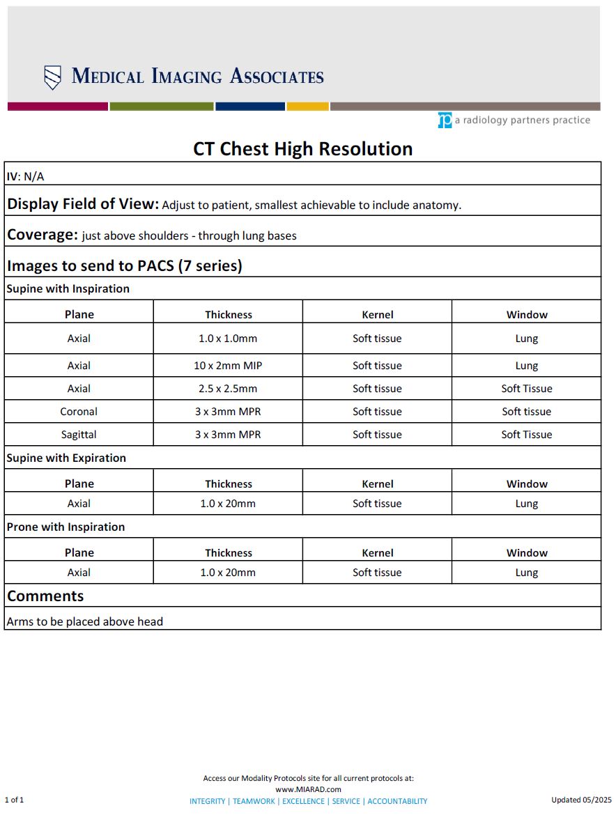 CT Chest High Resolution 05-2025